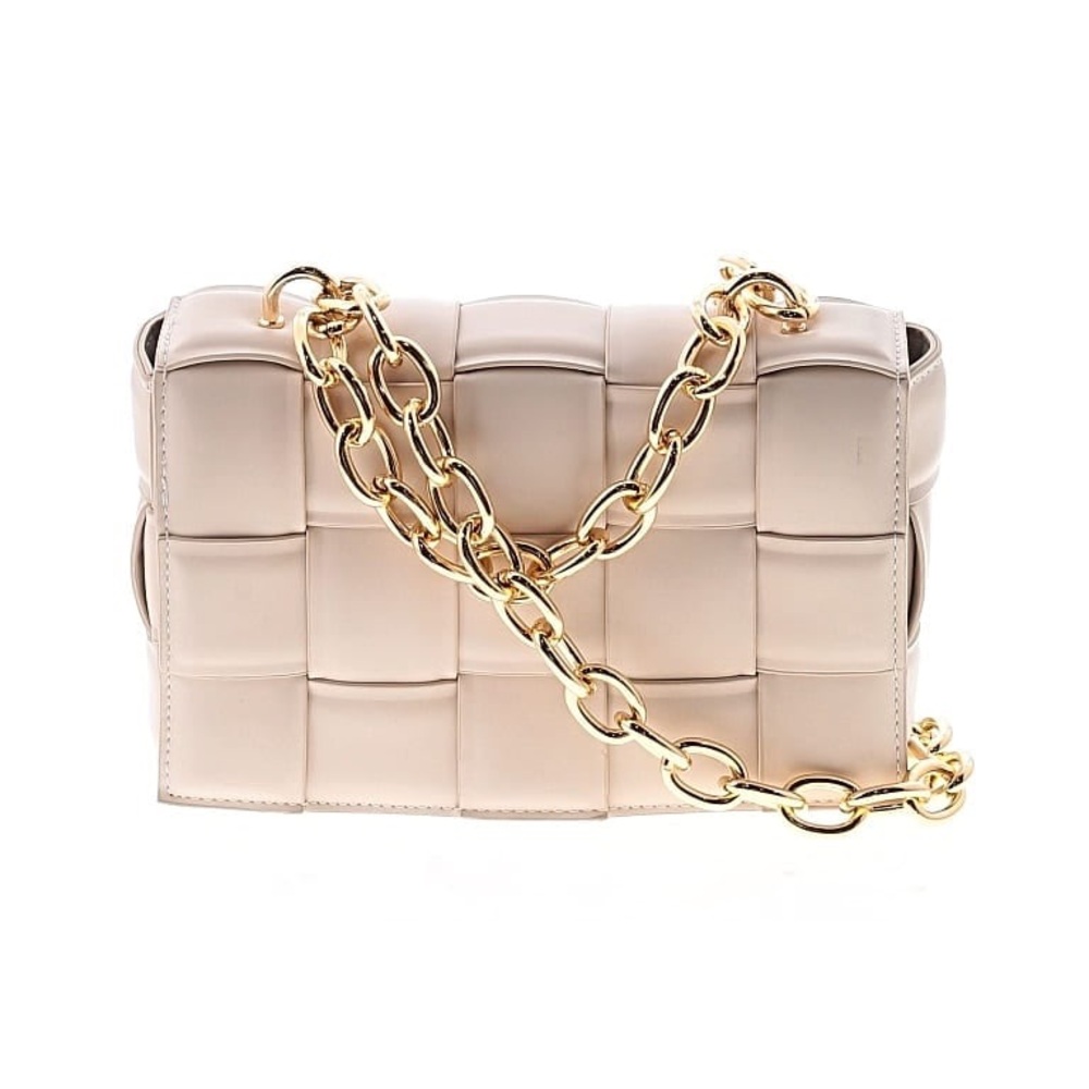 Urban Expressions Cream Woven Crossbody with Gold Chain